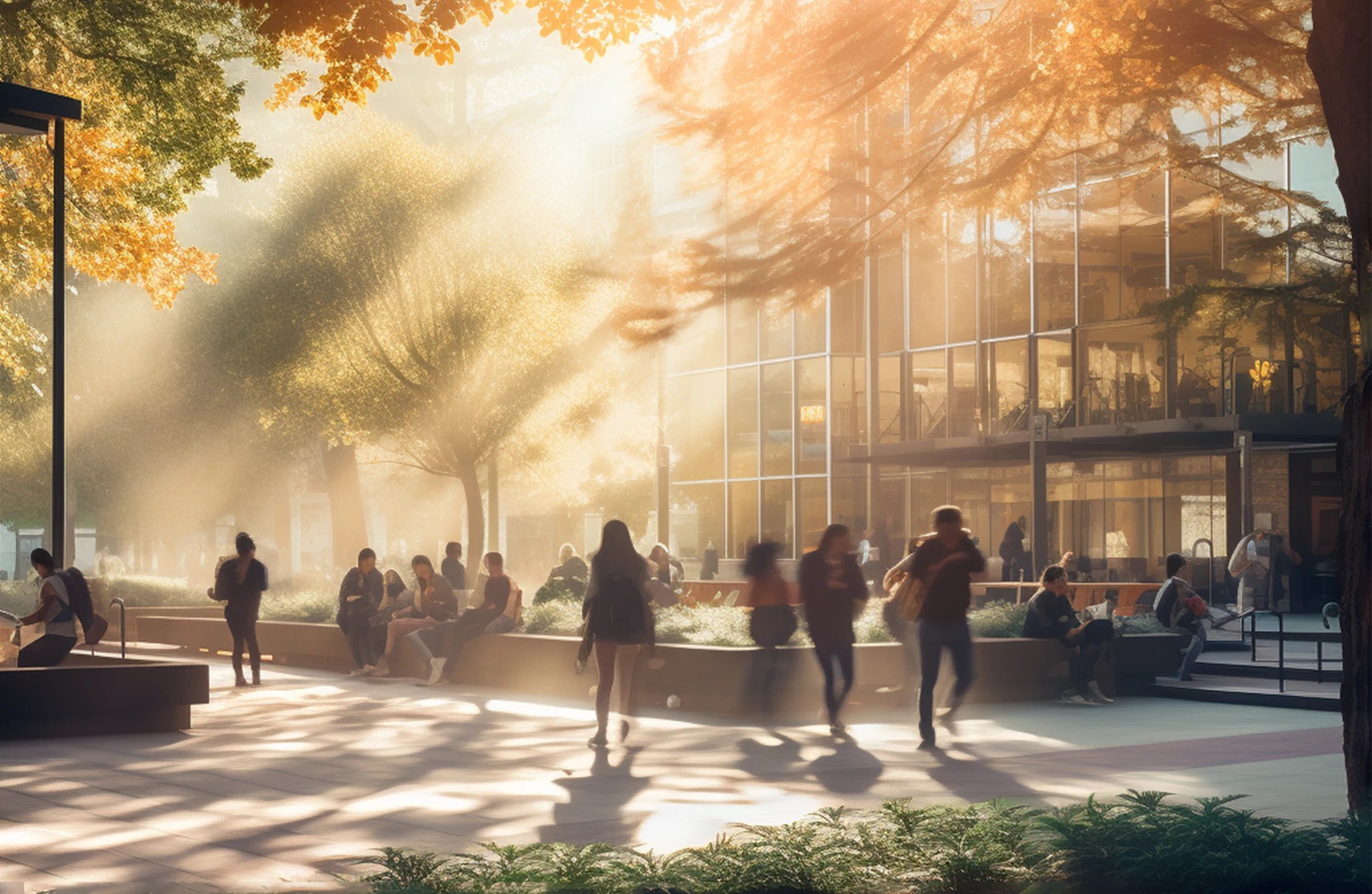 blurred outdoor college campus